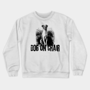 Dog on Chair Black and White Crewneck Sweatshirt